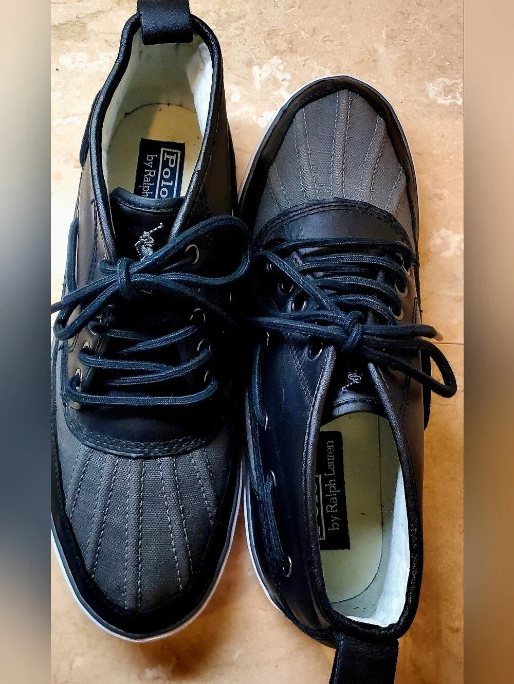 Polo Ralph Lauren Mens Parkstone Mid Sneakers Black/Gray Size 10 D Lace Up